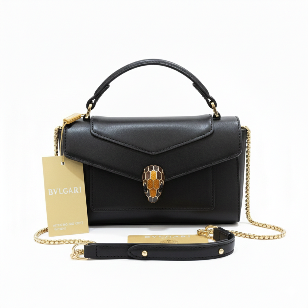 Сумка Bvlgari Serpenti Forever из черной кожи 20 см